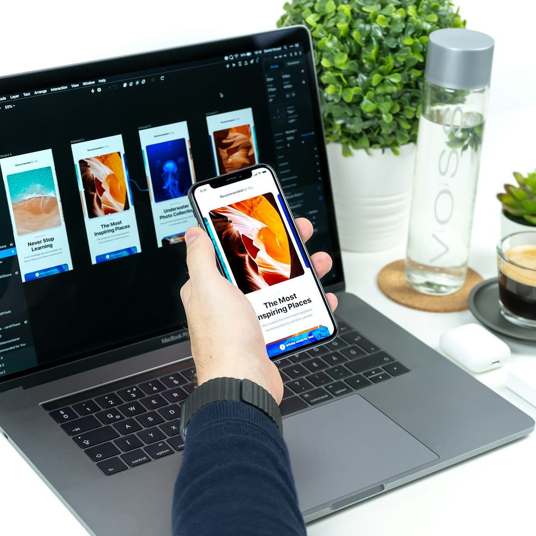 Creative website design elements on a modern screen
