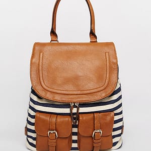 Stripe Backpack with Contrast Tan Detail