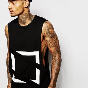 image1xxl-17.jpg Sleeveless T-Shirt With Extreme Dropped Armholes And Applique
