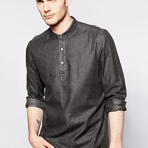 image1xxl-36.jpg Shirt in Long Sleeve with 3/4 Plackett in Viscose Linen Mix