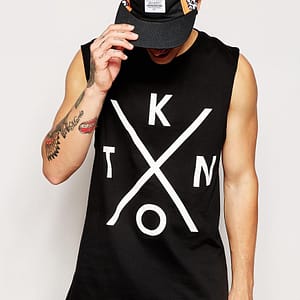 image1xxl9.jpg Longline Sleeveless T-Shirt With Dropped Armhole And Print