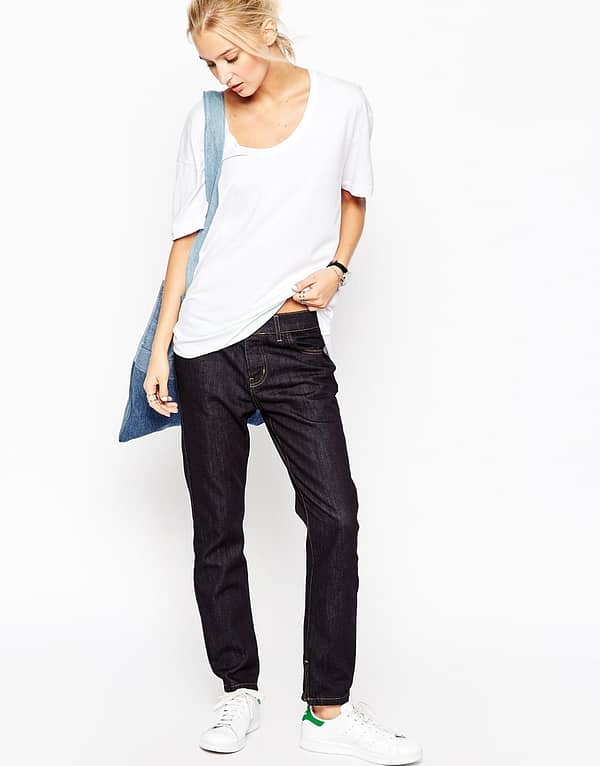 Zip Detail Tapered Jeans