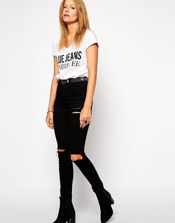 Black with Thigh Rip and Busted Knees