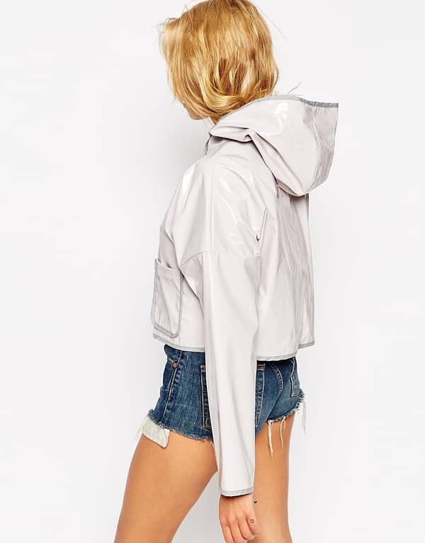 Cropped Rain Mac In High Shine - Image 2