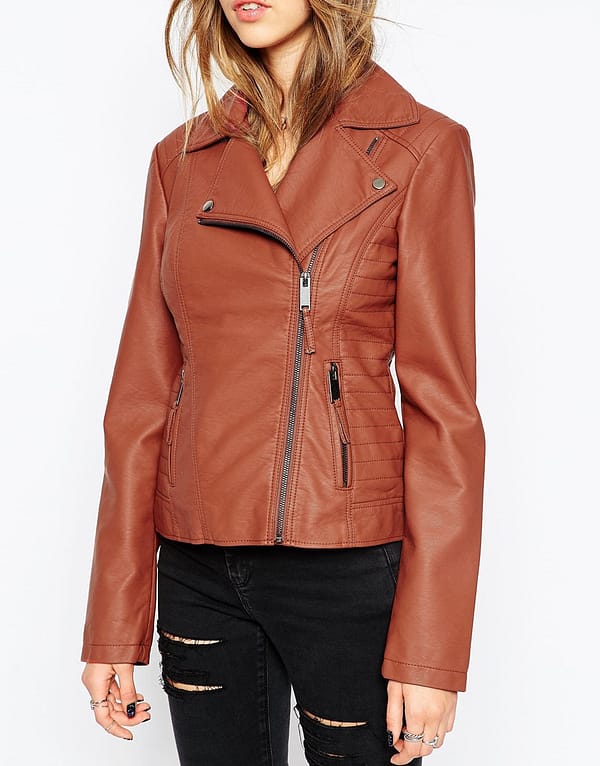 Ultimate Biker Jacket With Stitch Detail in Vegan Leather - Image 2