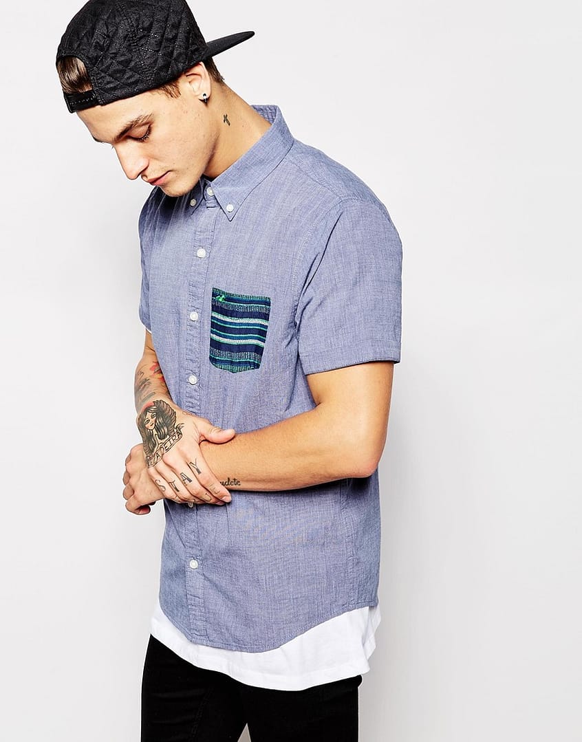 Shirt with Contrast Pocket Short Sleeves