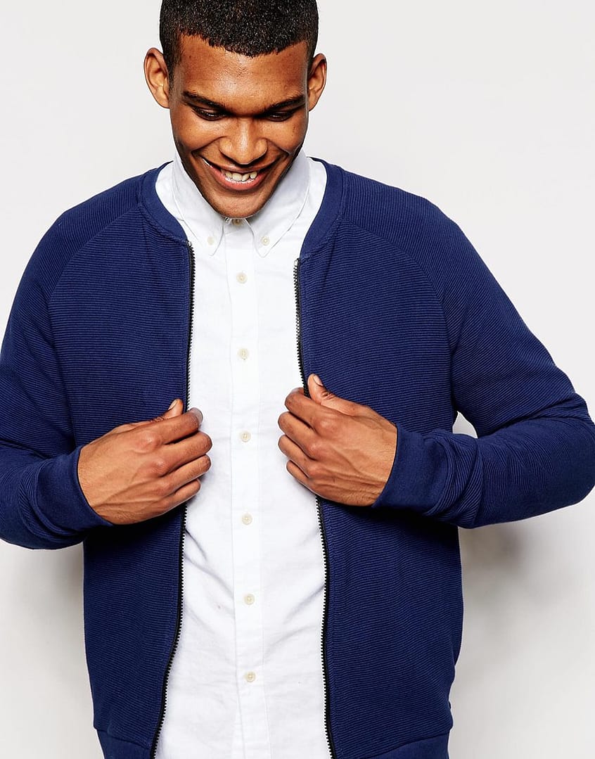 Textured Ribbed Bomber Jacket