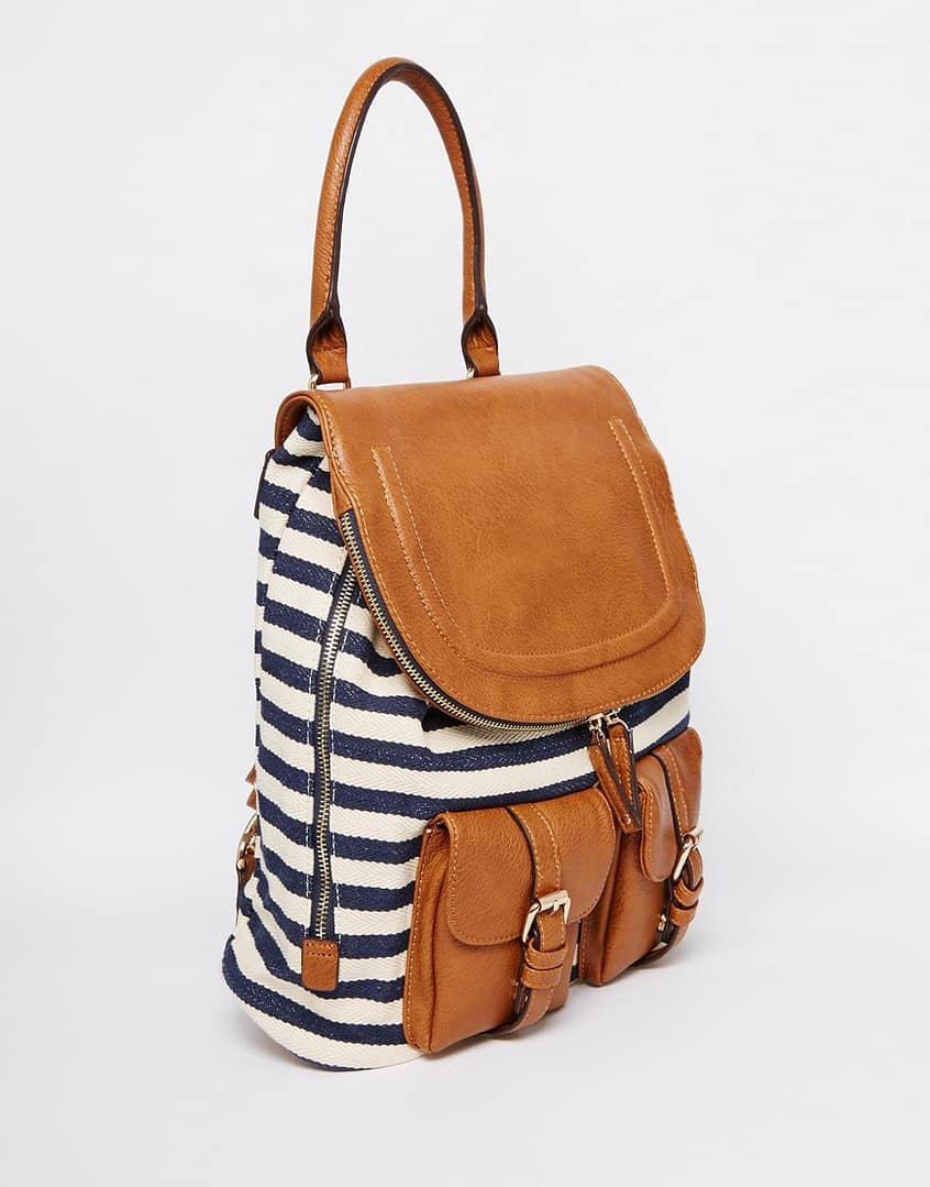Stripe Backpack with Contrast Tan Detail - Image 3