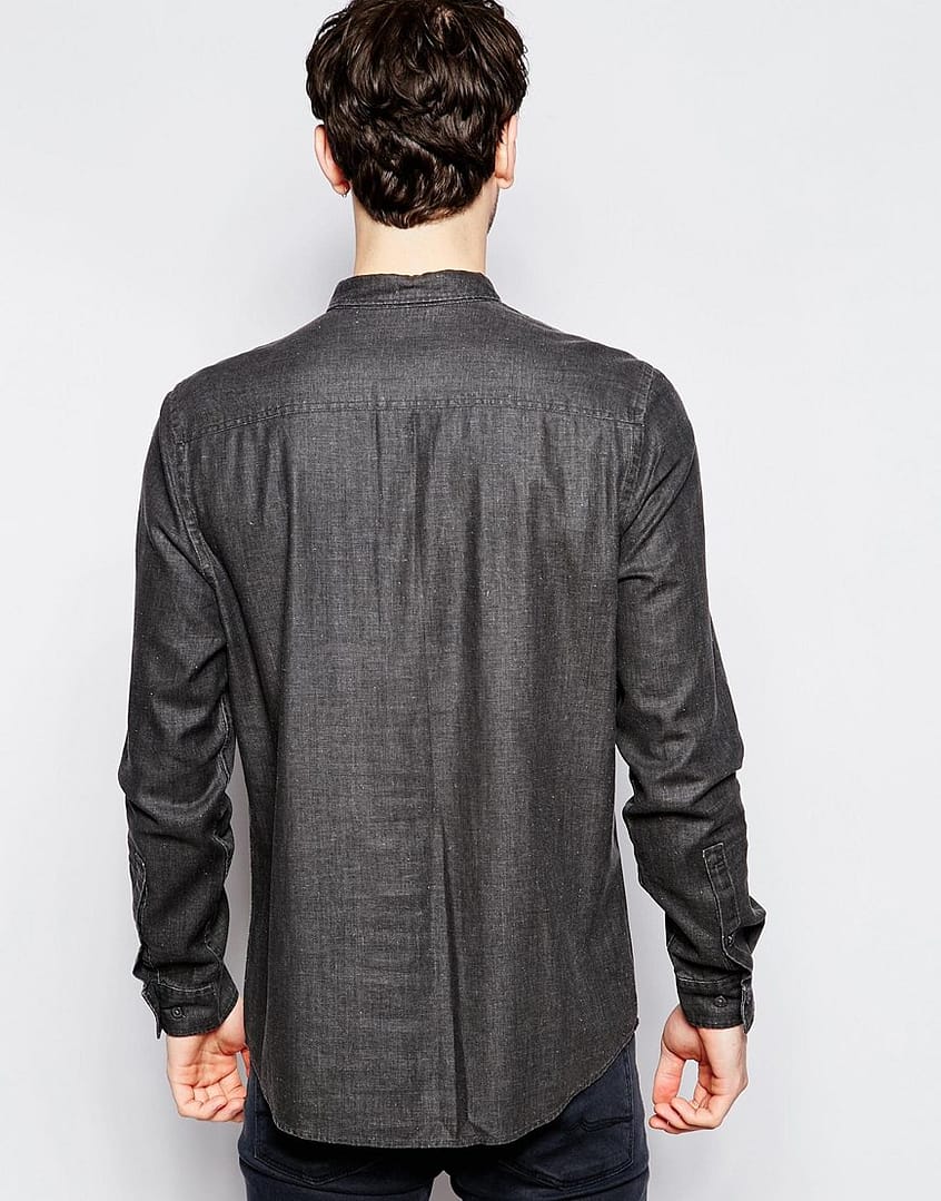 Shirt in Long Sleeve with 3/4 Plackett in Viscose Linen Mix - Image 3