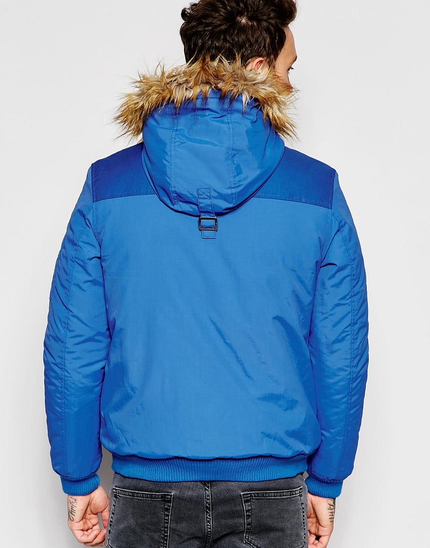 Parka Jacket With Contrast Yoke In Blue - Image 3