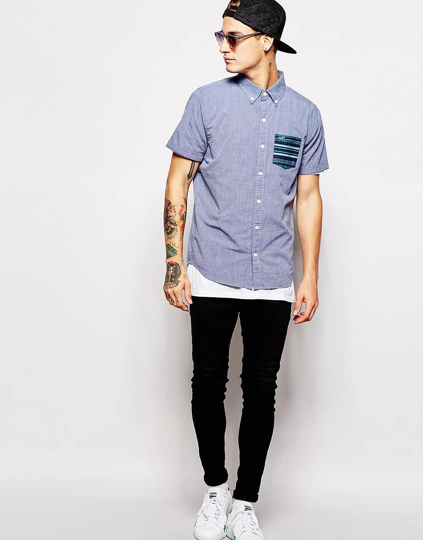 Shirt with Contrast Pocket Short Sleeves - Image 3