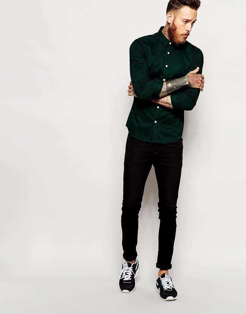 Skinny Shirt in Twill with Long Sleeves - Image 2